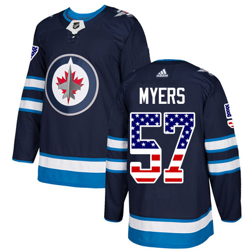 Adidas Jets #57 Tyler Myers Navy Blue Home Authentic USA Flag Stitched NHL Jersey - Click Image to Close